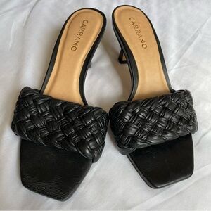 Women's Black Braided Slide Sandals
